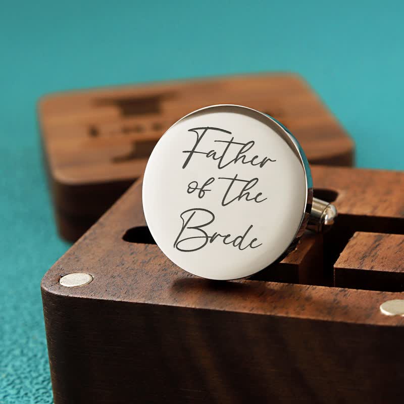 Men's Custom Engraving Box Surface Wedding Day Wooden Cufflinks Set - image 7