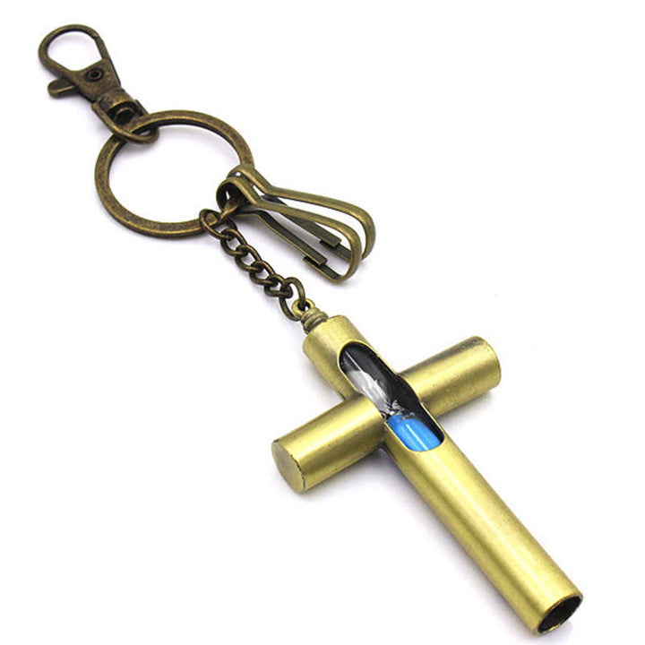 ''Love you'' Timeless Hourglass Cross Whistle Keychain - image 4