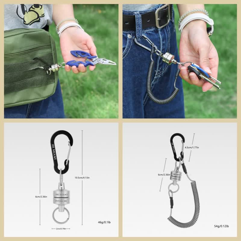 Magnetic Buckle Spring Rope Net Release Holder Keychain