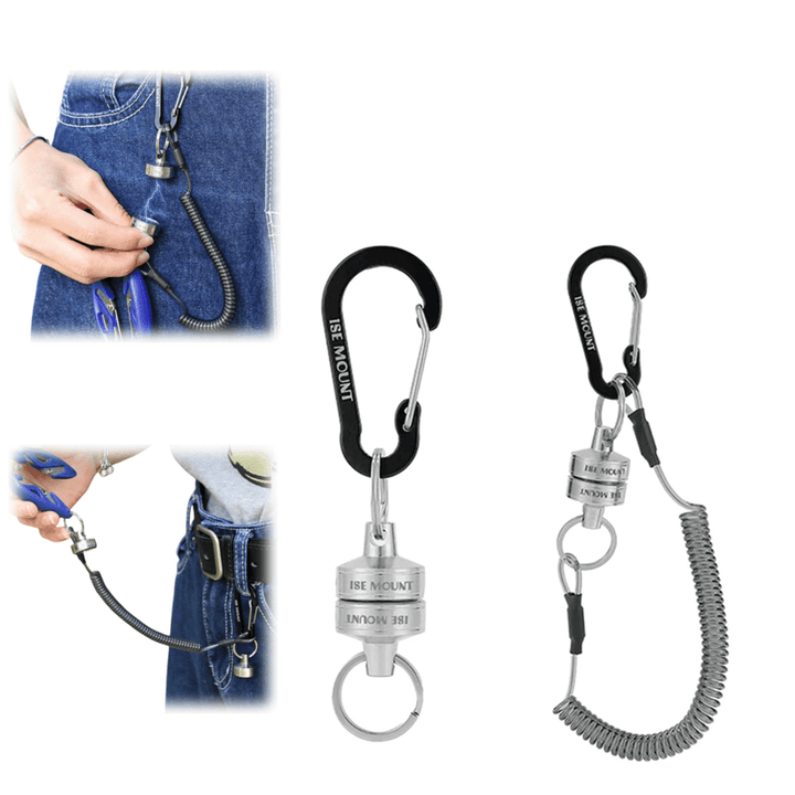 Magnetic Buckle Spring Rope Net Release Holder Keychain