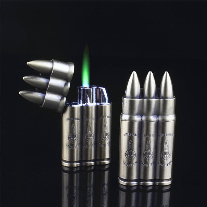 Triple Pistol Bullets Shape Refillable Butane Lighter