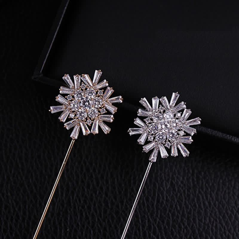 Sparkling Artificial Crystal Snowflake Flower Brooch - image 4