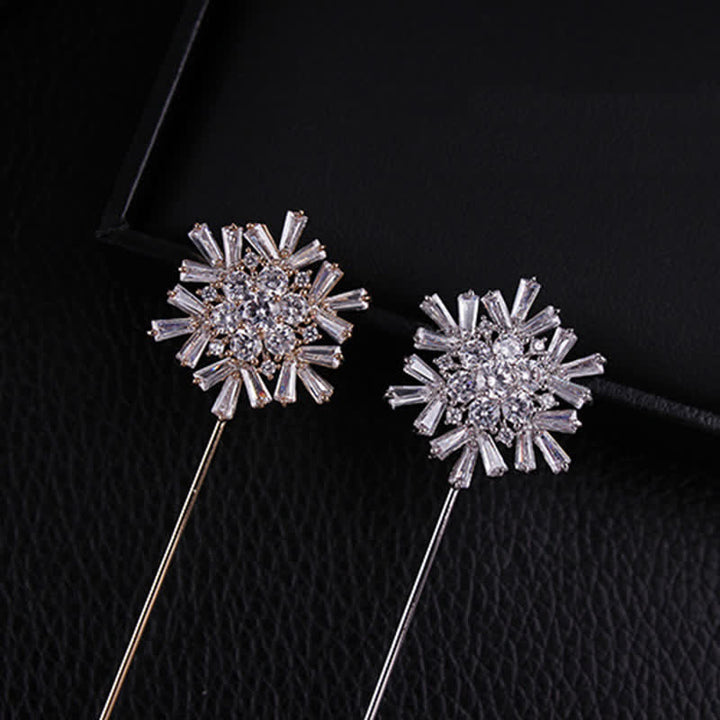 Sparkling Artificial Crystal Snowflake Flower Brooch - image 4