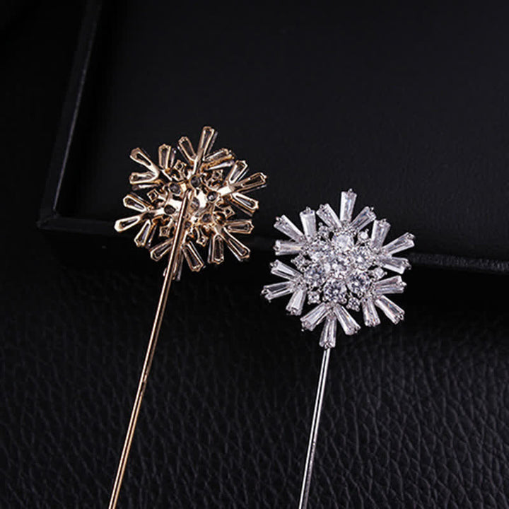 Sparkling Artificial Crystal Snowflake Flower Brooch - image 3