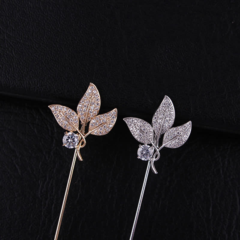 Sparkling Artificial Crystal Three Leaves Brooch