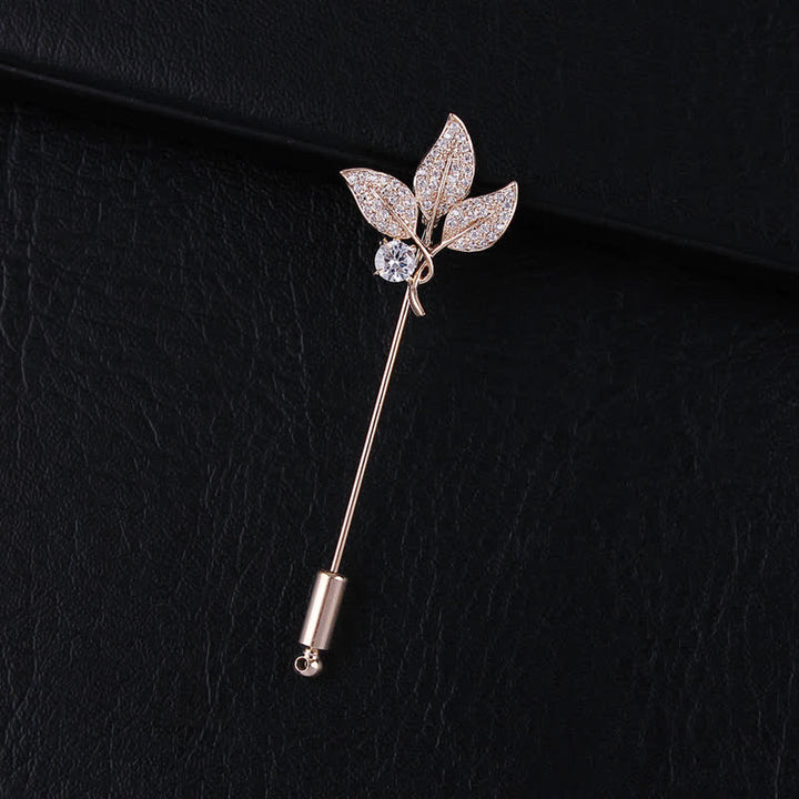 Sparkling Artificial Crystal Three Leaves Brooch