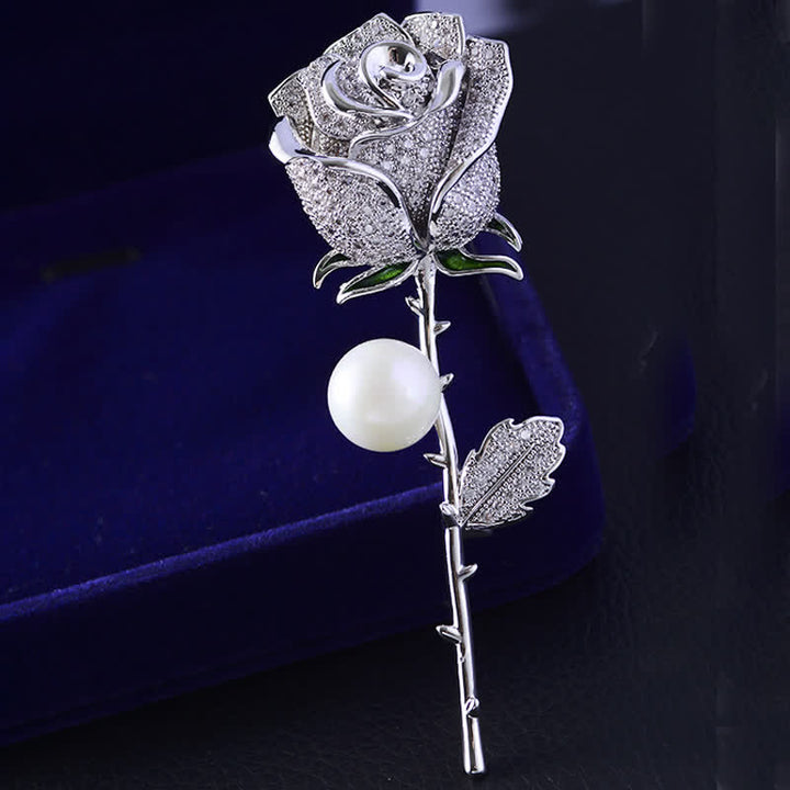 Women's Elegant Rose Flower Imitation Pearl Brooch