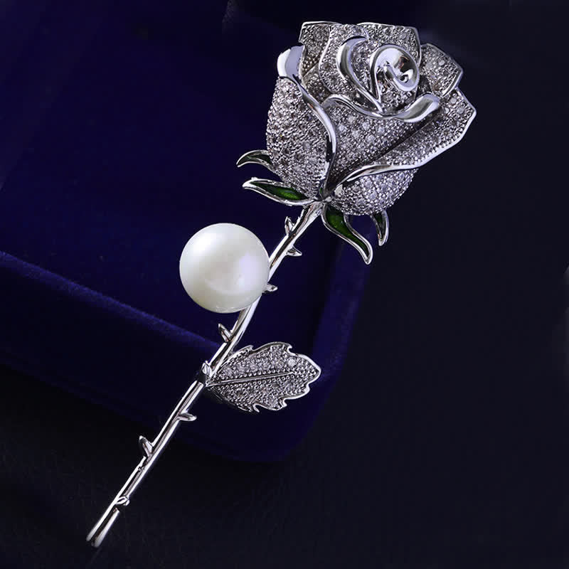 Women's Elegant Rose Flower Imitation Pearl Brooch