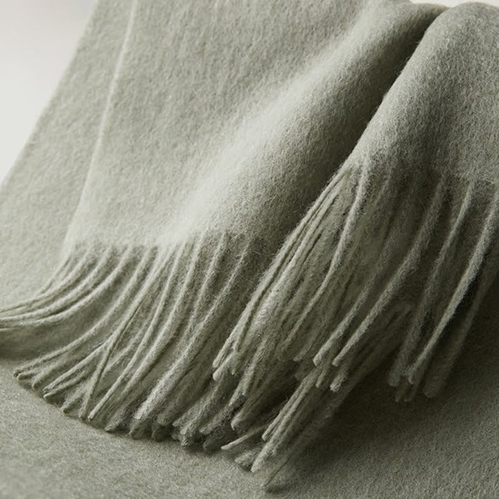 Unisex Simple Solid Color Pure Wool Fringed Scarf