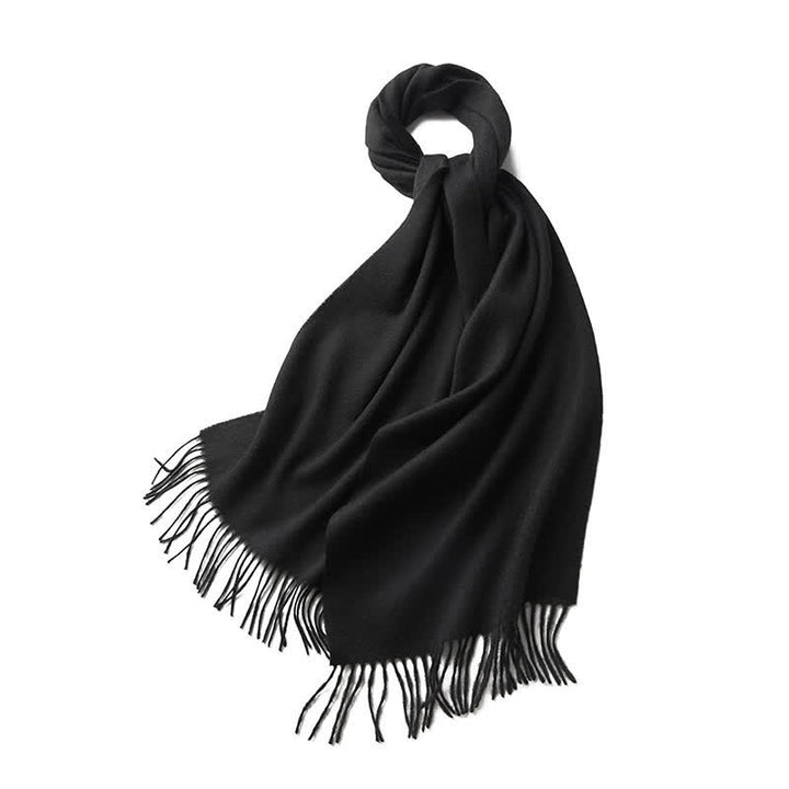 Unisex Simple Solid Color Pure Wool Fringed Scarf