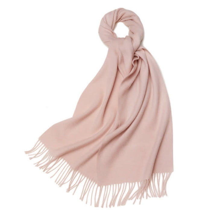 Unisex Simple Solid Color Pure Wool Fringed Scarf