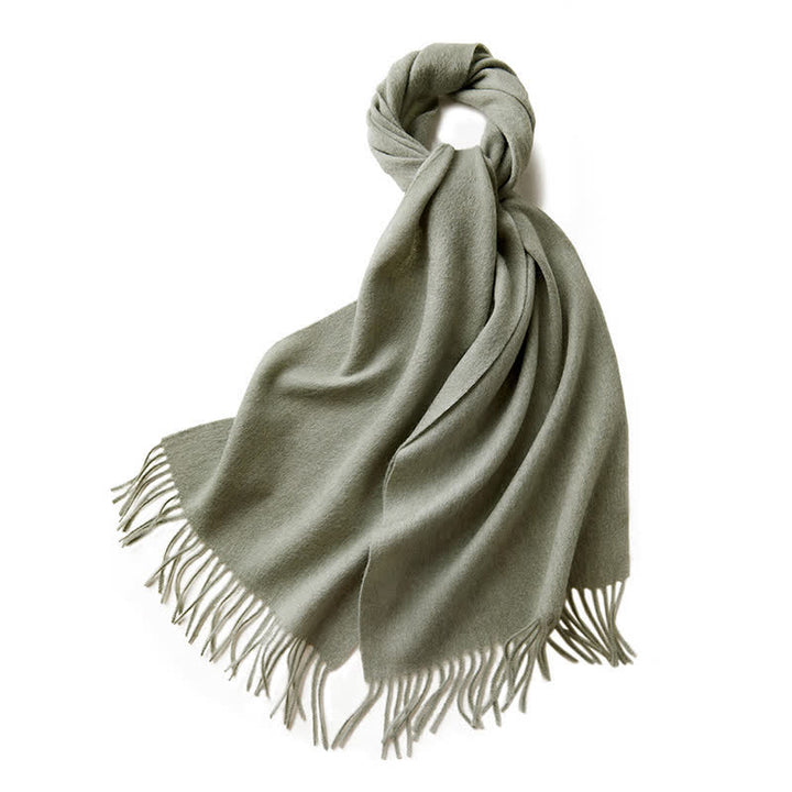 Unisex Simple Solid Color Pure Wool Fringed Scarf