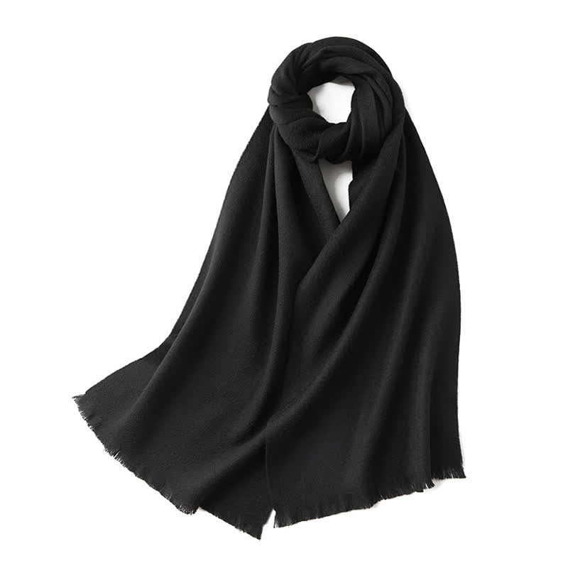 Unisex Warm Shawl Simple Solid Color Pure Wool Scarf