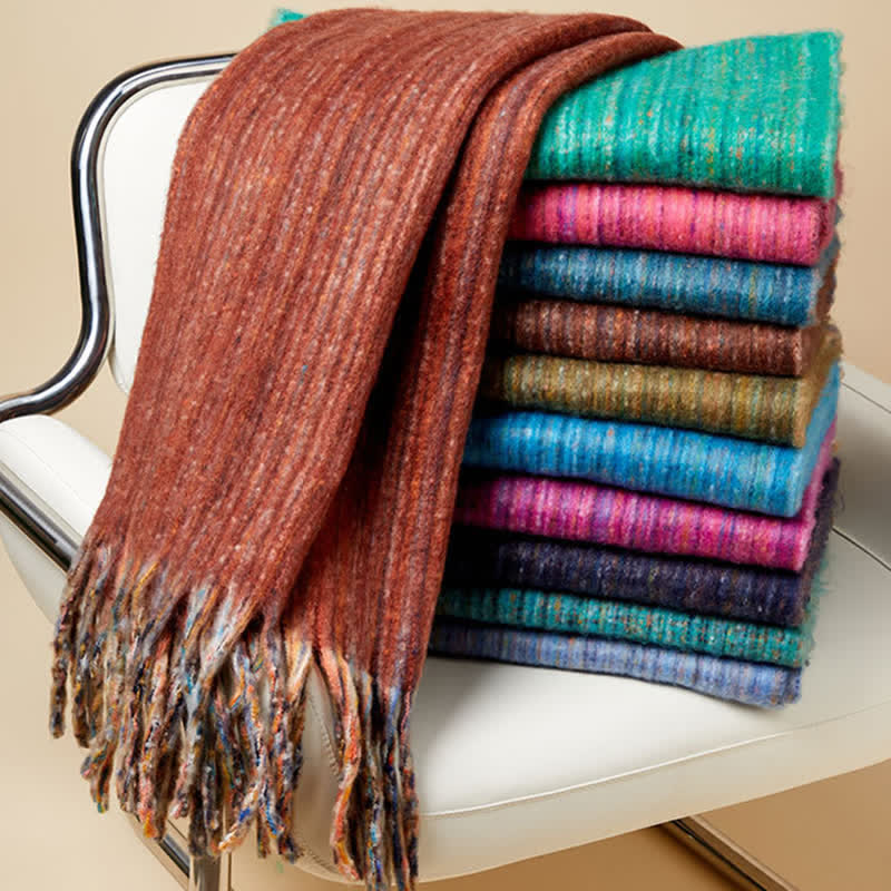 Unisex Bohemian Striped Multicoloured Fringe Scarf