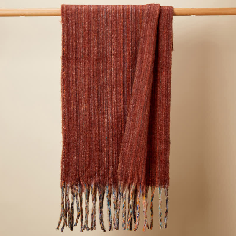 Unisex Bohemian Striped Multicoloured Fringe Scarf