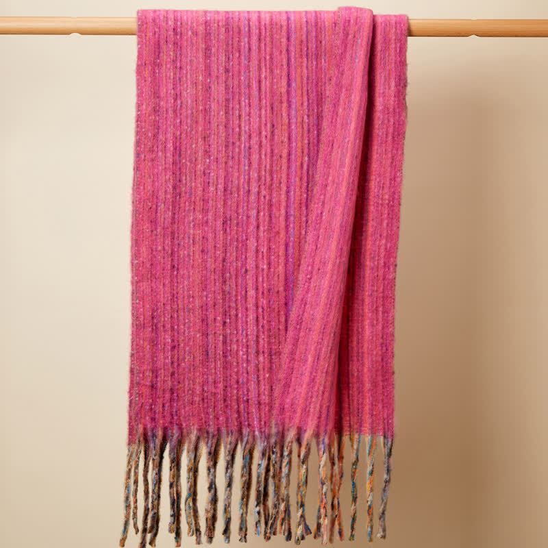 Unisex Bohemian Striped Multicoloured Fringe Scarf