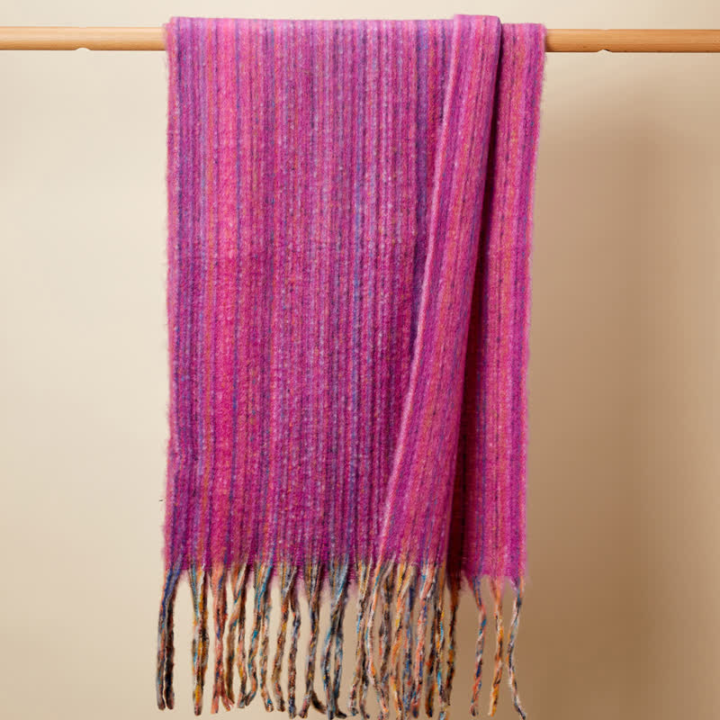 Unisex Bohemian Striped Multicoloured Fringe Scarf