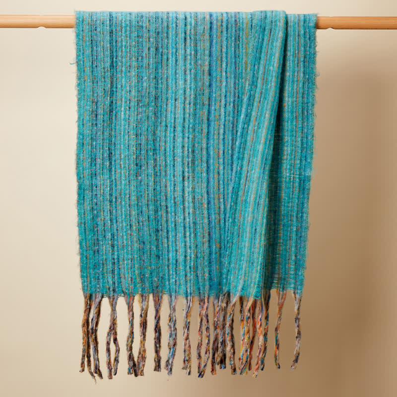 Unisex Bohemian Striped Multicoloured Fringe Scarf