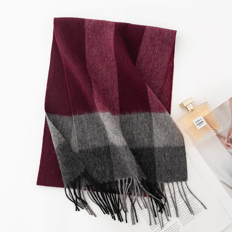 Unisex Color Blocking Plaid Cashmere Scarf