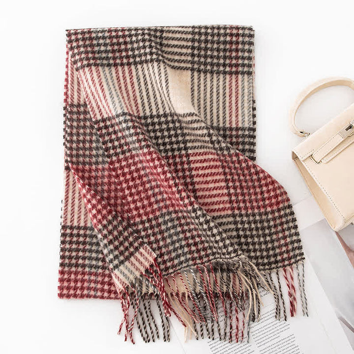 Unisex Color Blocking Plaid Cashmere Scarf