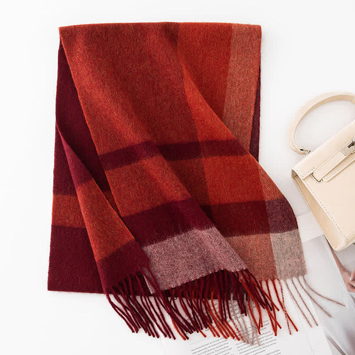 Unisex Color Blocking Plaid Cashmere Scarf