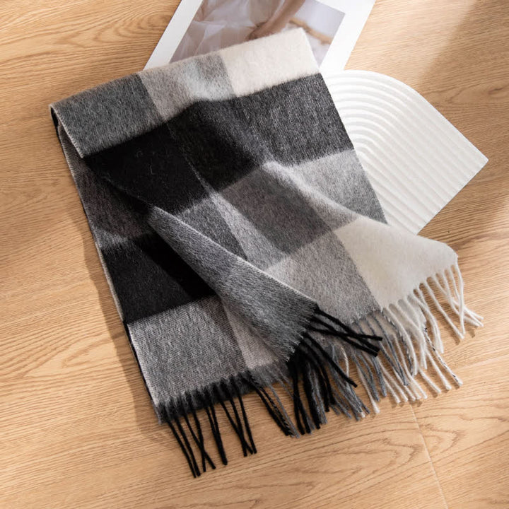 Unisex Color-Blocked Design Cashmere Scarf