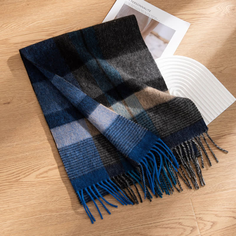 Unisex Color-Blocked Design Cashmere Scarf