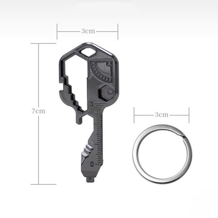 Mini Utility 11 In 1 Key-Shaped Common Tools Keychain - Black - image 13