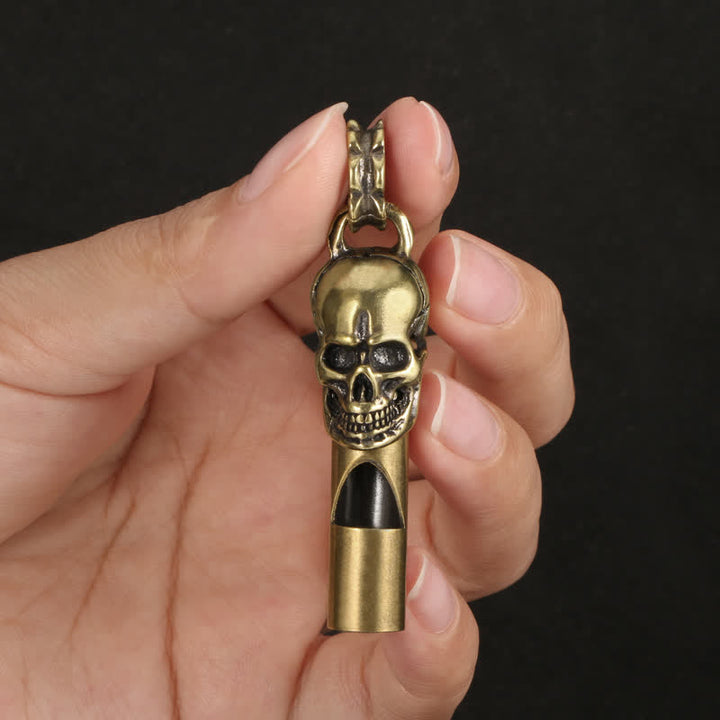 Archaize Brass Skull Head Whistle Keychain - Style #1 - image 0