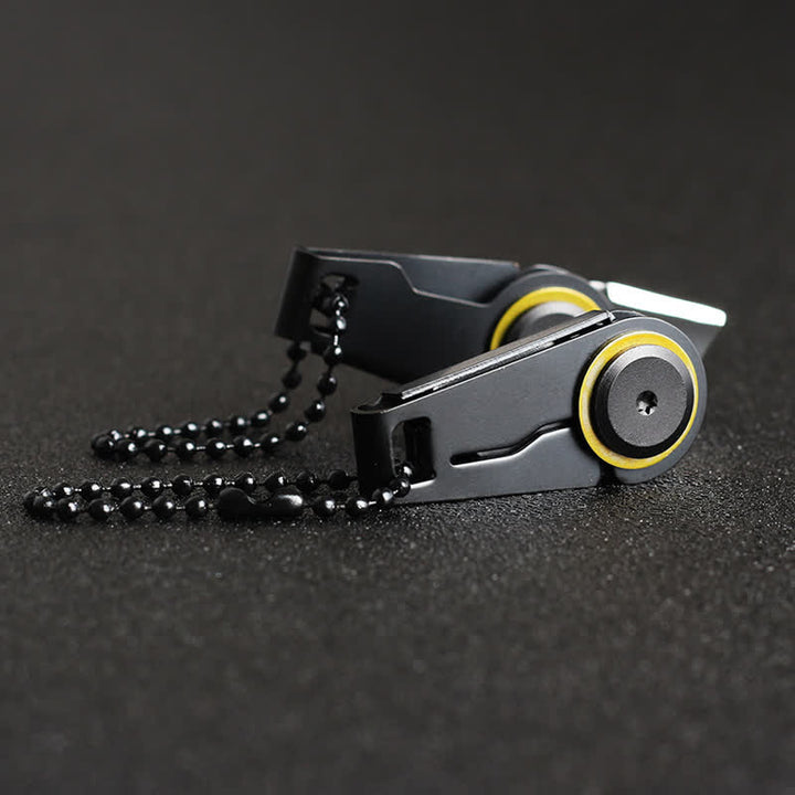 Black EDC Folding Knife Portable Tactical Keychain