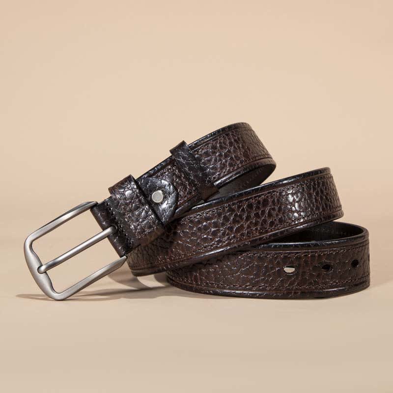 Stitching Snake Skin Pattern Casual Cowhide Leather Belt