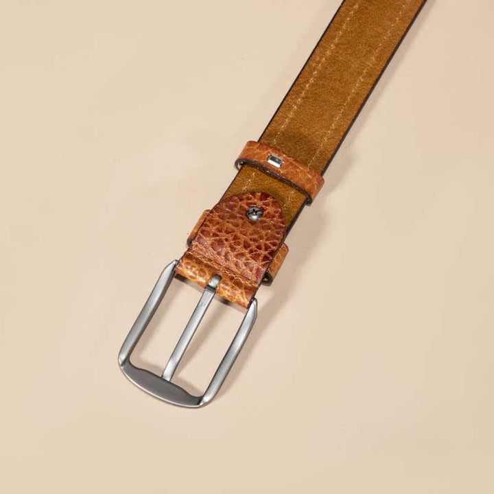 Stitching Snake Skin Pattern Casual Cowhide Leather Belt