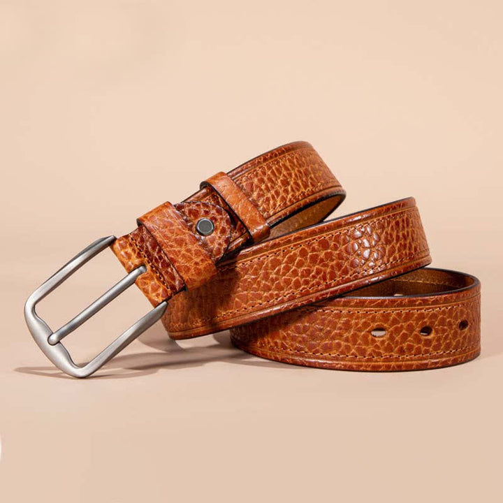 Stitching Snake Skin Pattern Casual Cowhide Leather Belt