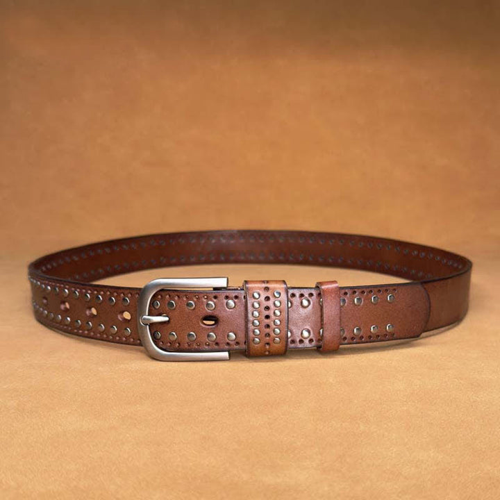 Ancient Pure Color Punk Metal Rivet Leather Belt