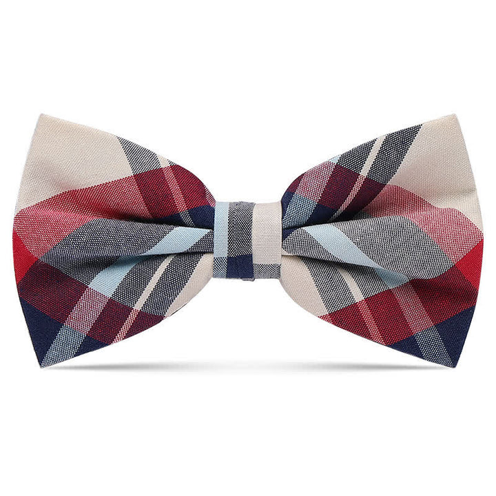 Men's Checked Cotton Multicolor Pattern Bow Tie