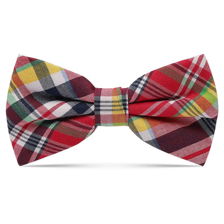 Men's Checked Cotton Multicolor Pattern Bow Tie