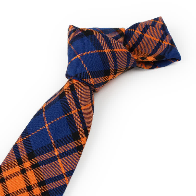 Men's Trendy Plaid Pattern Bow Tie Handkerchief Necktie