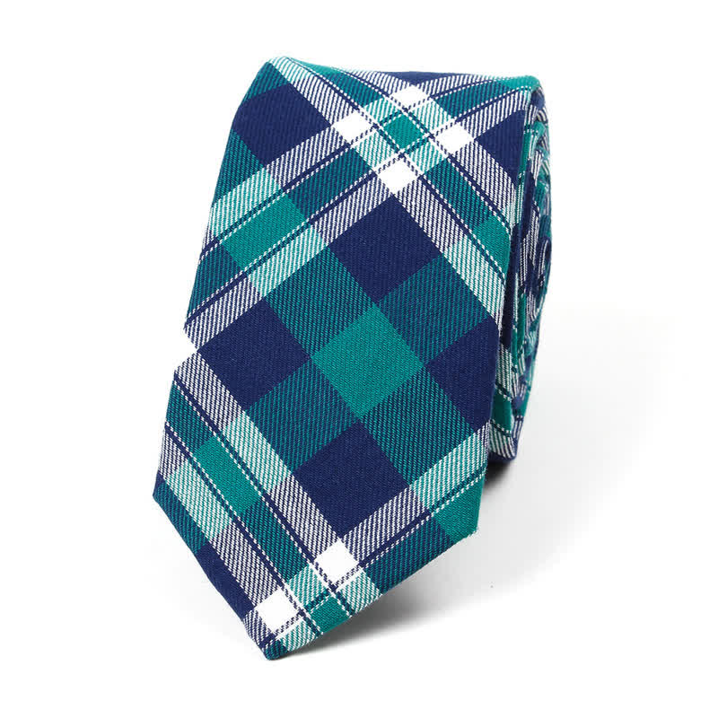 Men's Trendy Plaid Pattern Bow Tie Handkerchief Necktie