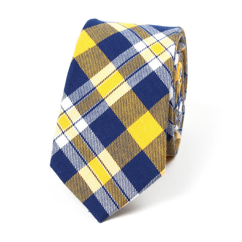 Men's Trendy Plaid Pattern Bow Tie Handkerchief Necktie