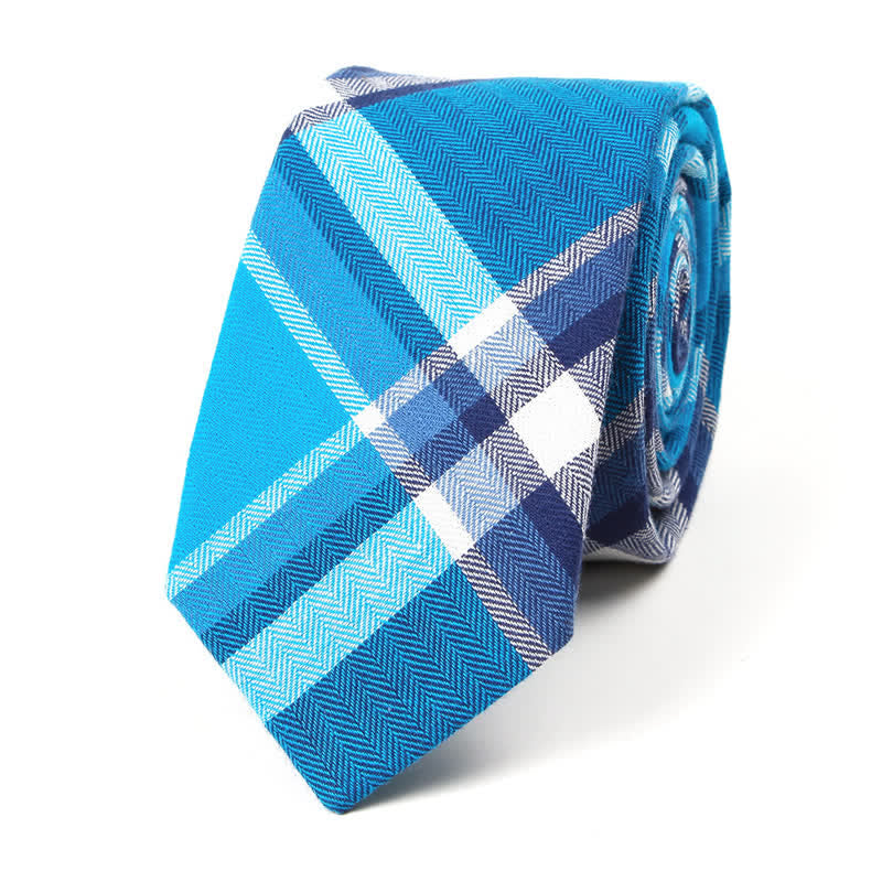 Men's Trendy Plaid Pattern Bow Tie Handkerchief Necktie