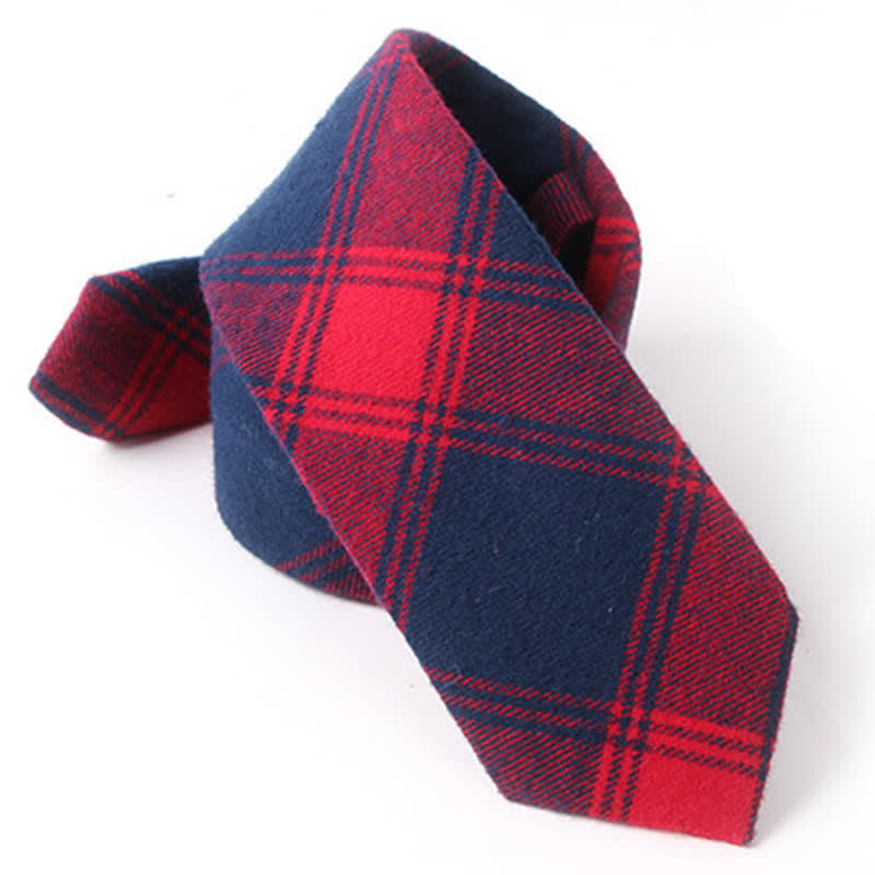 Men's Formal Look Suit Accessory Plaid Cotton Necktie