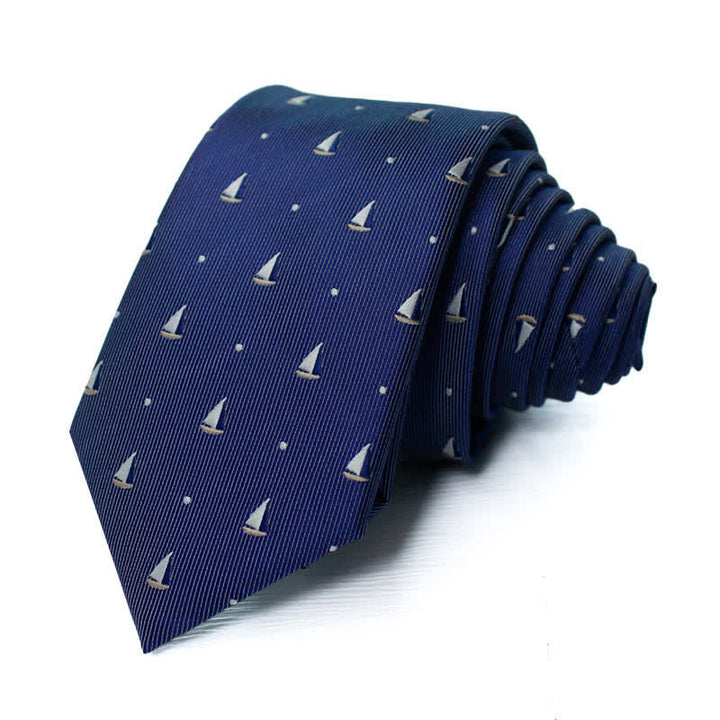 Men's Cute Cartoon Nautical Sailboat Motifs Necktie