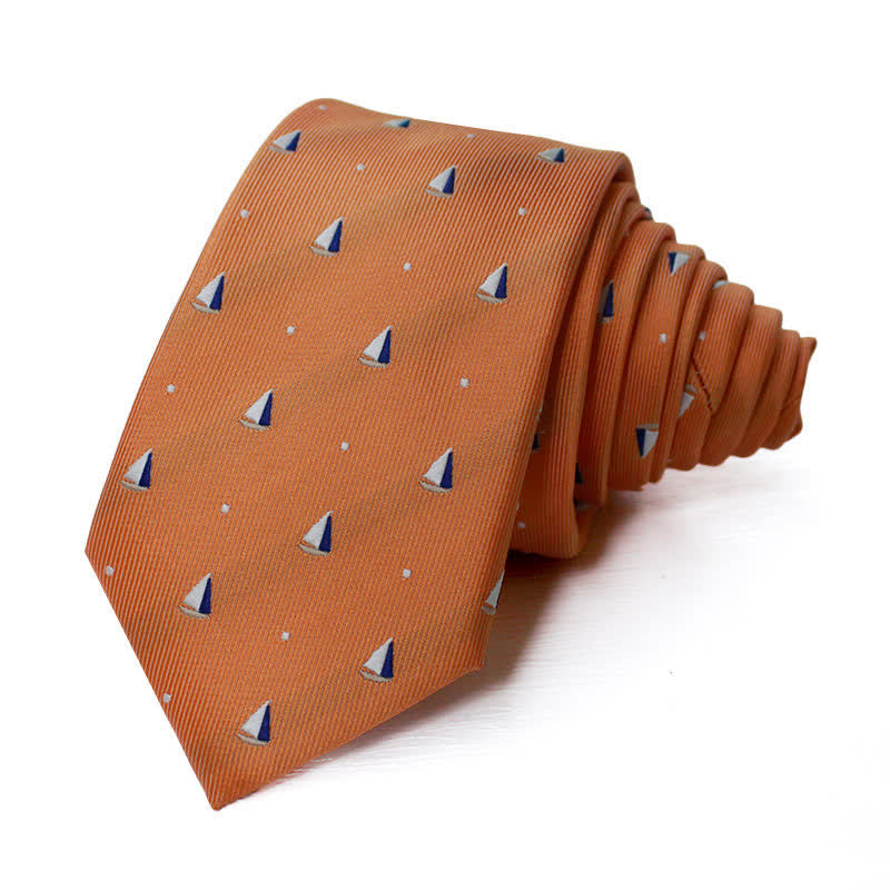 Men's Cute Cartoon Nautical Sailboat Motifs Necktie