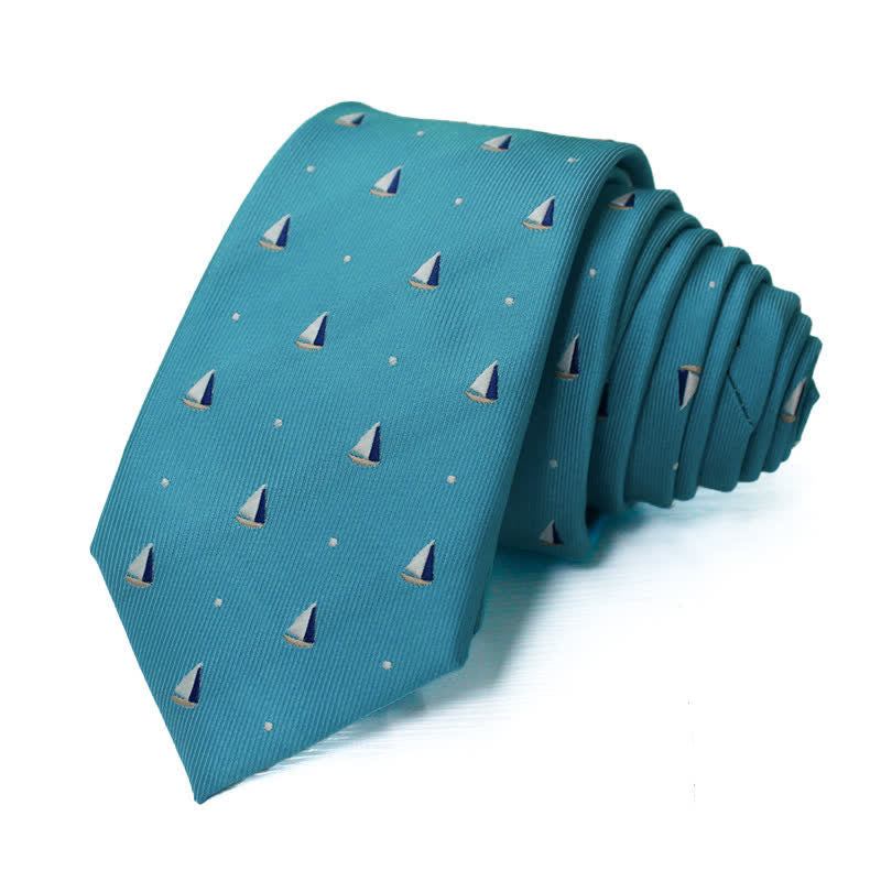 Men's Cute Cartoon Nautical Sailboat Motifs Necktie