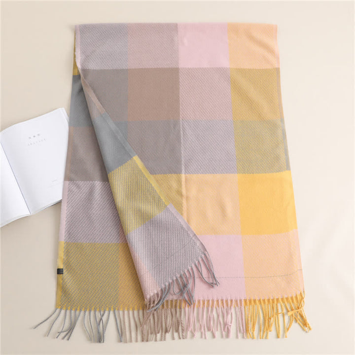 Unisex Fringed Plaid Striped Winter Warm Scarf