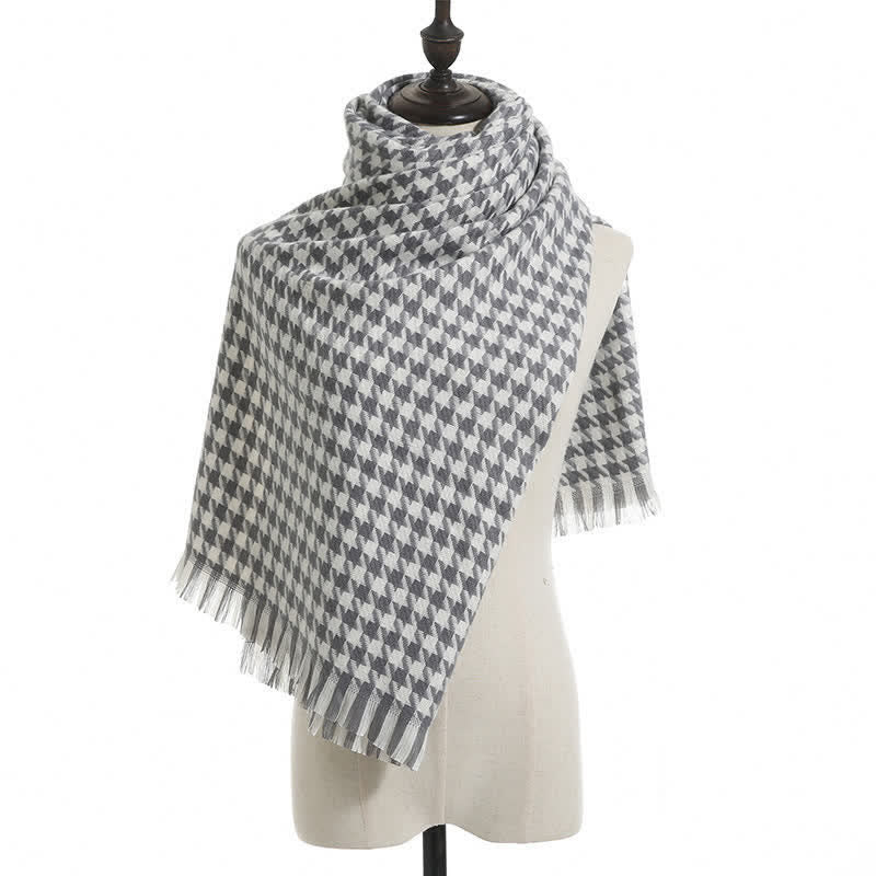 Unisex Classic Houndstooth Imitation Cashmere Scarf