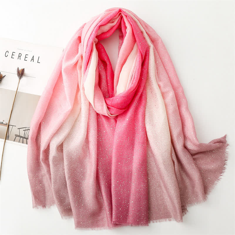 Women's Elegant Foil Printed Gradient Color Thin Scarf