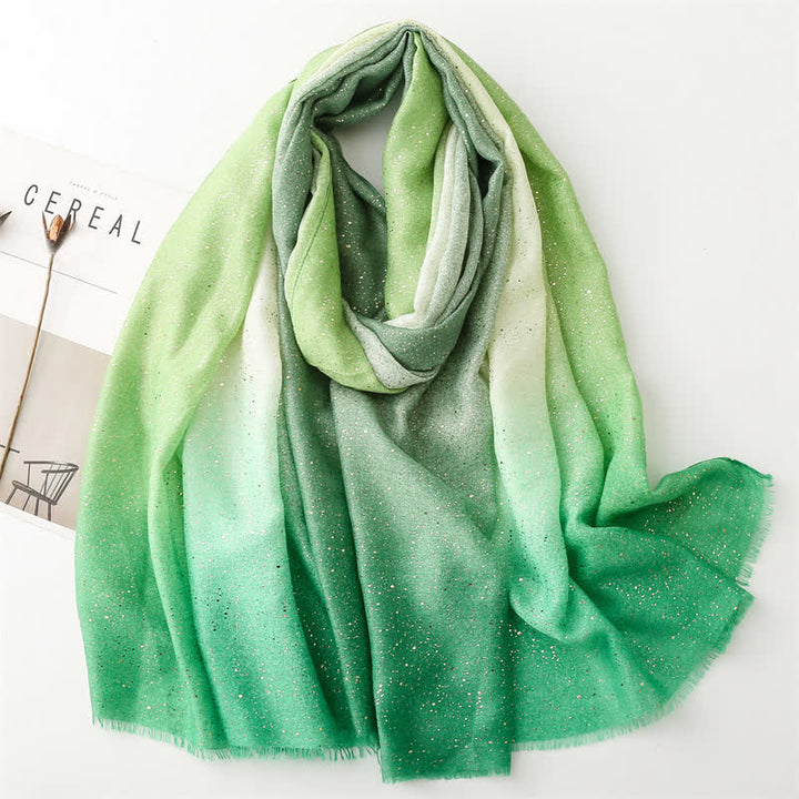 Women's Elegant Foil Printed Gradient Color Thin Scarf