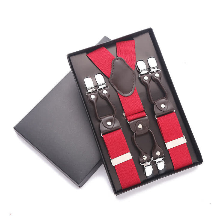 Solid Color 6-Clips Adjustable Suspenders