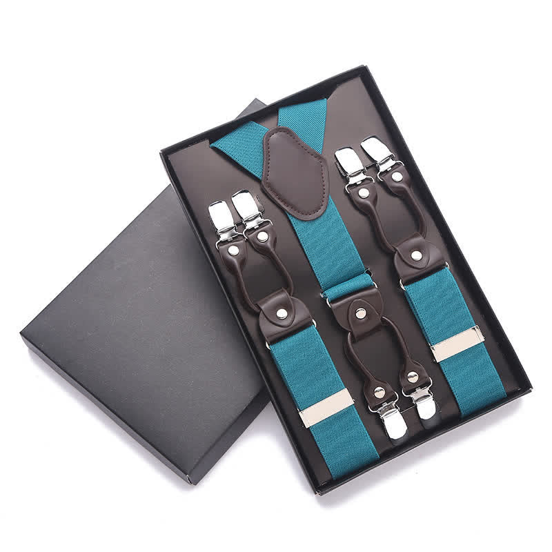 Solid Color 6-Clips Adjustable Suspenders